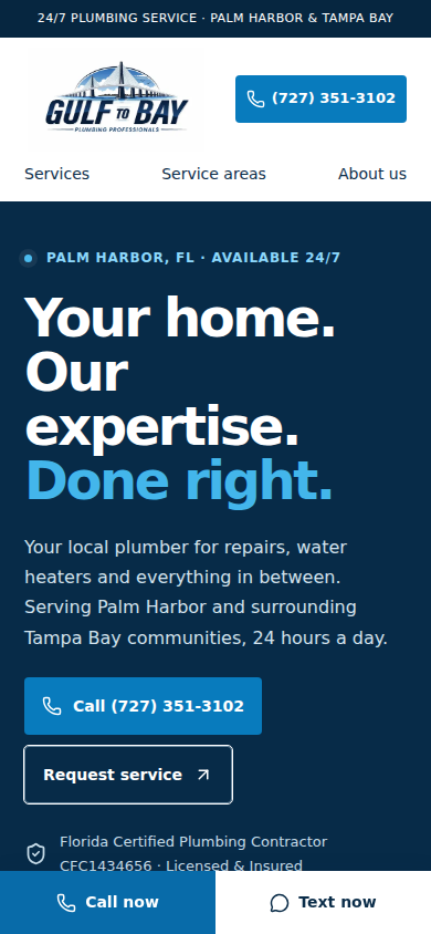 Mobile ιστοσελίδα Gulf To Bay Plumbing Professionals